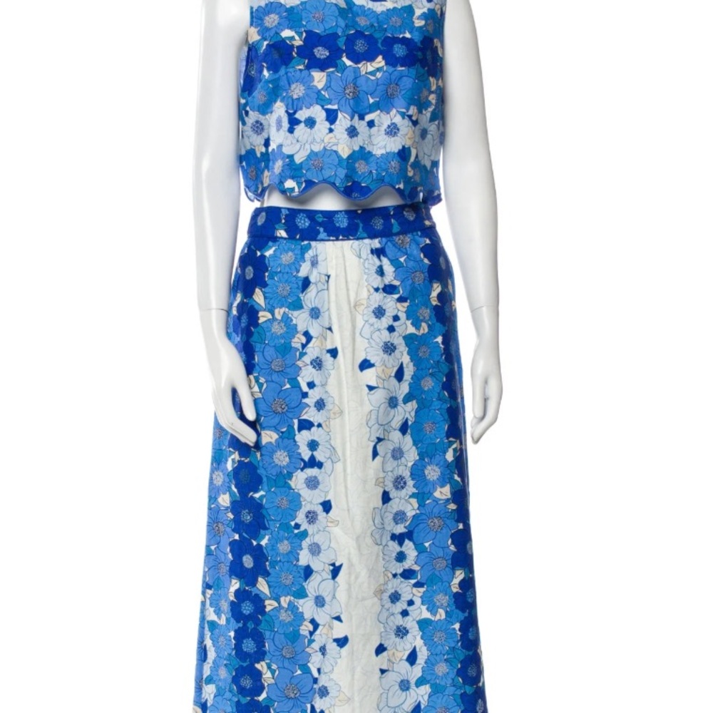 FARM Rio Blue and White Floral Maxi Dress